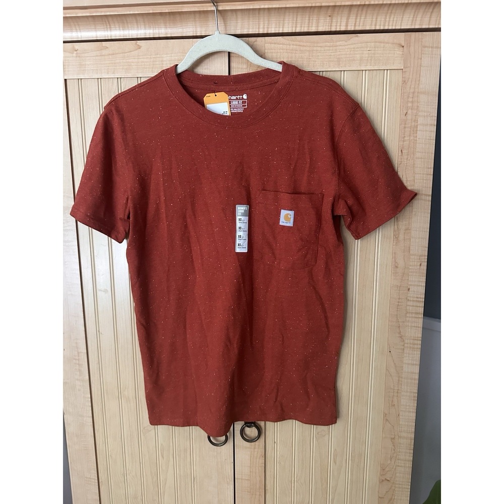 Carhartt Women's Loose Fit Heavyweight Short Sleeve Pocket T-Shirt Sz XS Orange - Picture 7 of 7